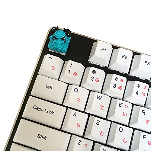 Resin Keycap, Handmade Unique Keycap for Custom Cherry MX Gaming Mechanical Keyboard, 1U ESC Keycap, Bull Head, Cyan