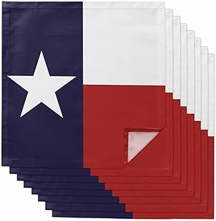 Cloth Napkins Set of 8pcs, Texas Star Flag Dinner Napkins Cloth Washable Reusable Napkin for Wedding Holiday Party Dinner Table Decor Star and White Red Stripe