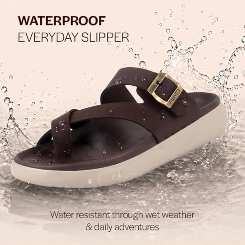 Image of FAUSTO Men Toe Ring Criss Cross Buckle Strap Side Stitched Waterproof Summer Slip On Sandals|Comfort Sole|Lightweight Slippers for Rainy Monsoon Season