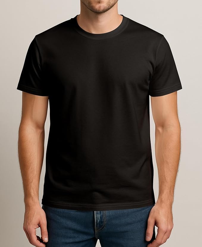 Mens T-Shirts, Short Sleeve Crew Neck T Shirts for Man, Cotton Blend Plain Novelty Men's T-Shirts - Image 3