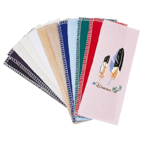 Image of arricraft 24 Pcs Blank Cross Stitch Bookmark, 14 Count Cloth Book Marker Colorful Cross Stitch with Embroidery Edge Rectangle Embroidery DIY Bookmark for Crosstitch Project 2.99x7.87inch(7.6x20cm)