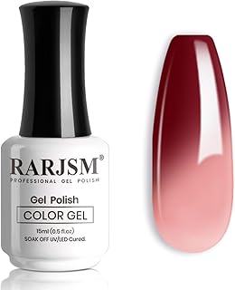 RARJSM Color Changing Gel Nail Polish Burgundy Red to Nude Pink 15ML Mood Change Gel Nail Polish Soak off UV Temperature Thermal Gel Polish for DIY Manicure Salon Home Nail Art