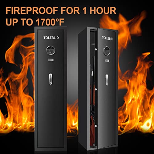 11-12 Extra Large Fireproof Biometric Gun Safe Rifle With Lock Box, Long Gun Safes For Home Rifle And Pistols, Fireproof Biometric Rifle Safe For Home, Removable Shelf, Adjustable Bracket #TOP2
