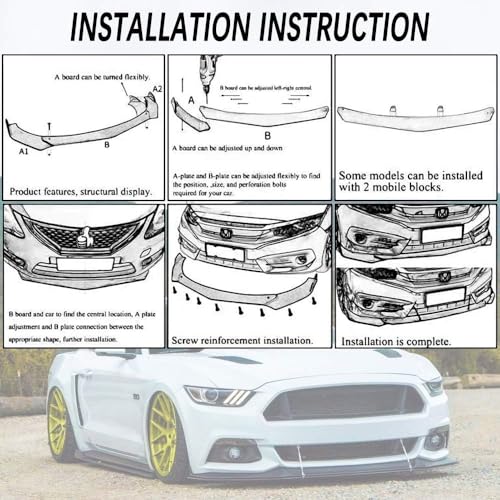 Image of 3Pcs Splitter ABS Car Front Bumper Splitter Universal 3pcs Set Stylish Body Kit Lip Protector Universal Fit Glossy Finish Scratch Protector for All Cars AUTO Accessories