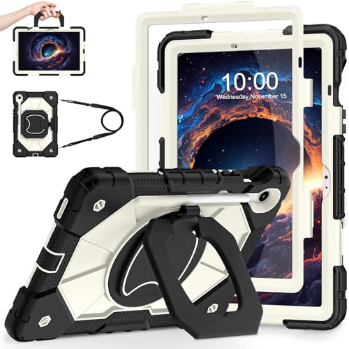 Image of WESOROL Case for Samsung Galaxy Tab S10 Lite /S10 FE /S9 FE 10.9 Inch Galaxy Tab S9 11 Inch,Shockproof Cover for Samsung S9 FE Tablet Case with Screen Protector Rotate Stand Pen Holder,Black Beige