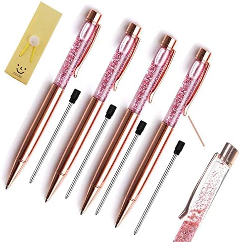 Ballpoint Pens,Rose Gold Metal Pen Refills Bling Glitter Sand glass Advertisement Pen Black Ink for Office Supplies