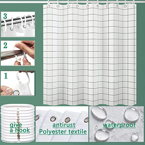 Niidder Shower Curtain , Peva Shower Curtain Liner Plaid Shower Stall Curtain With 12 Hooks For Home Hotel Machine Washable Waterproof Bathroom Shower Curtain(72" X 72") #TOP2