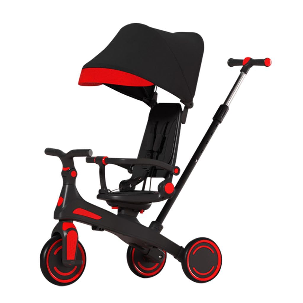 新品＊三輪車 手押し棒付き折りたたみ 7in1子供用 キッズバイク　 レッド Amazon.co.jp: キッズバイク 三輪車 多機能 手押し棒付き 背もたれ付き