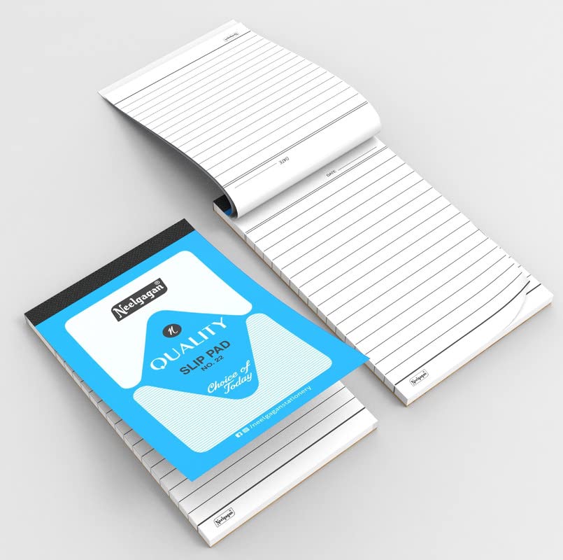 Image of NEELGAGAN Slip Pad No. 22 Stationery Pack - Ruled Memo Pads (10.5 x 16.5 cm) - 40 Sheets /80 Pages per Pad - Ideal for Office, School & Home Note Taking - Durable Pocket Notebooks (Pack of 20)