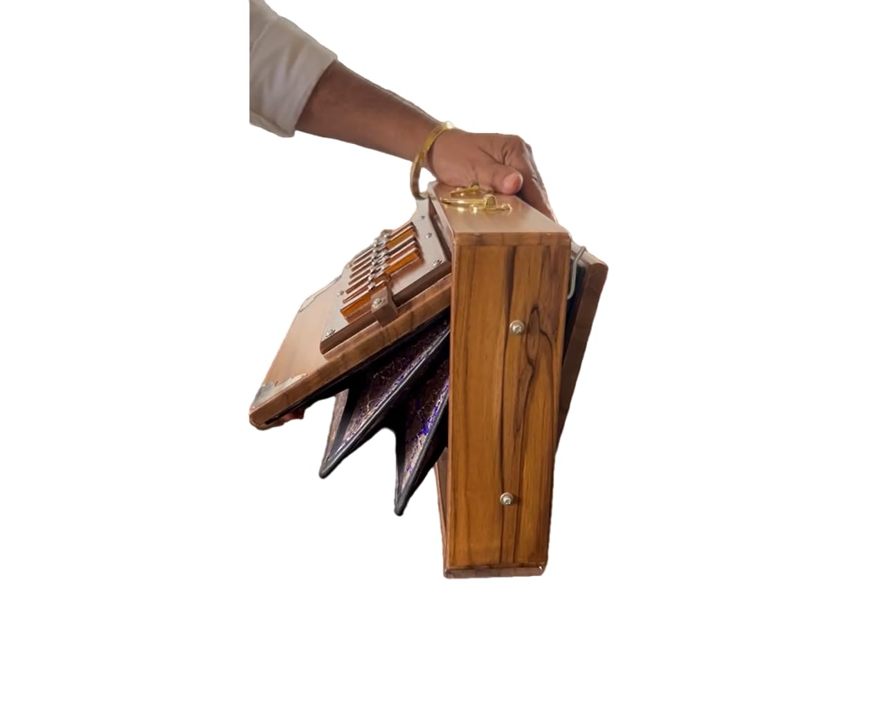 Shruti Box in legno di teak, strumento musicale Shruti scatola con borsa accordata 432 Hertz (38,1 x 25,4 x 7,6 cm)