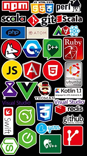 Sanmatic 72 stuks laptopstickers voor ontwikkelaars programmeertaal stickers IT-logo, C ++, Python, Linux, Swift, voor… - Image 4