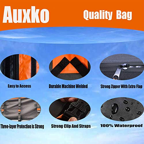 Auxko Car Roof Bag, 19.5 Cubic Feet Truck Pickup Rooftop Cargo Carrier 100% Waterproof Fits All Vehicle with/Without Rack, Includes 6 Door Hooks | Anti-Slip Mat | Lock | 1 Storage Bag