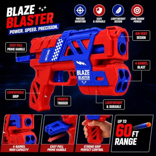 Image of Blaze Blaster Soft Bullet Toy Gun for Kids with 10 Foam Darts | Safe Foam Dart Shooting Blaster for Boys & Girls | Indoor Outdoor Target Game Toy Gift for Kids Age 5+ Years