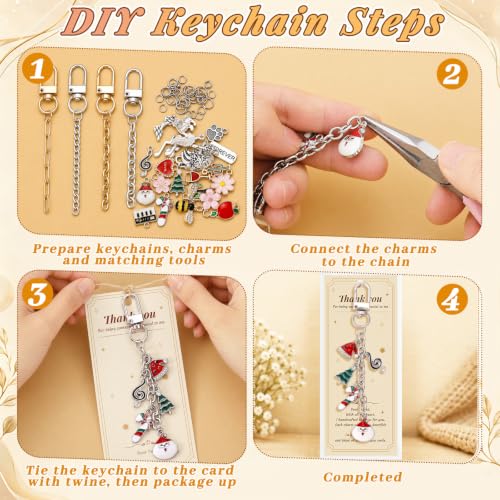 Image of Wurosi 24 Sets Keychain Making Kit for Bag Charm with Package,Gold & Silver