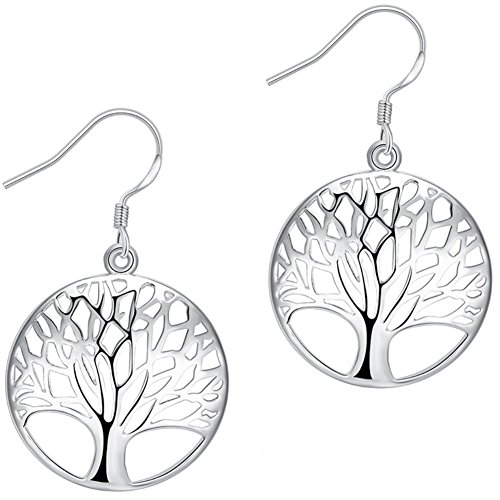 Tree of Life Earrings,Fashion Jewelry Sterling Silver Plated Tree Pendants Drop Dangle Earrings Dangles for Women Girls