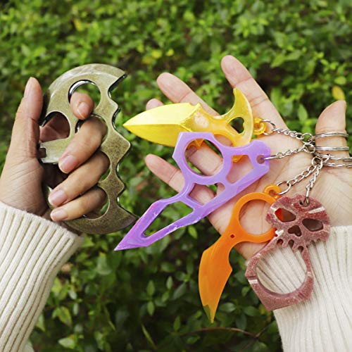 2 PCS Self Defence Resin Silicone Molds, Brass Knuckles Keychain Casting Molds with 10 Key Rings for DIY Crafts, Handmade Gifts