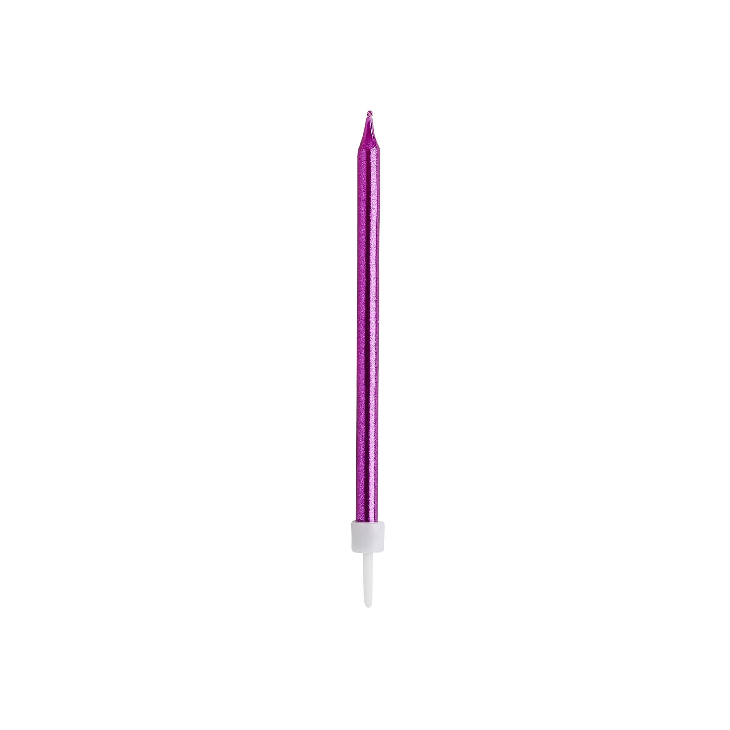 Club Green 12 Hot Pink Skinny Candles with Plastic Holders, 1 x 13 x 4 cm
