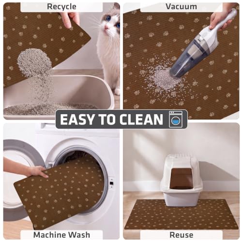 Image of Drymate XL Original Cat Litter Mat, Contains Mess from Box, Protects Floors, Urine-Proof, Machine Washable, Soft on Kitty Paws, Absorbent, Waterproof (USA Made, Recycled Content)(28 inchx36 inch)(BrownTanPaw)