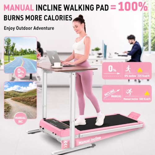 Image of FUNMILY Upgrade Walking Pad Folding Treadmill with 12% /15% Incline & Handle Bar, 3.5HP Foldable Under Desk Compact Treadmills for Home /Office /Gym, 400+lb Capacity, Shock Absorption