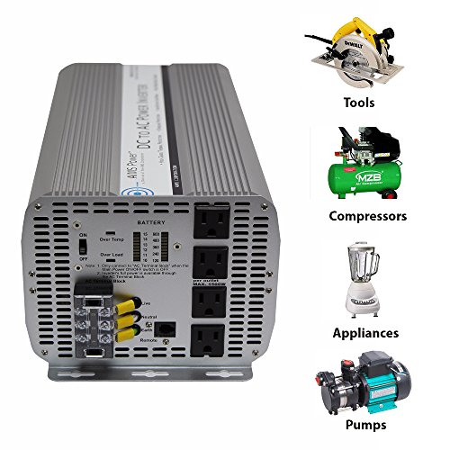 AIMS Power 5000 Watt Modified Sine Power Inverter 12Volt DC to 120 Volt AC with GFCI Outlets and AC Terminal Block