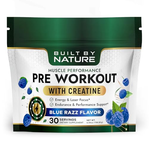 Built by Nature Pre Workout Powder for Men & Women – Preworkout with Creatine for Energy, Focus & Pumps...