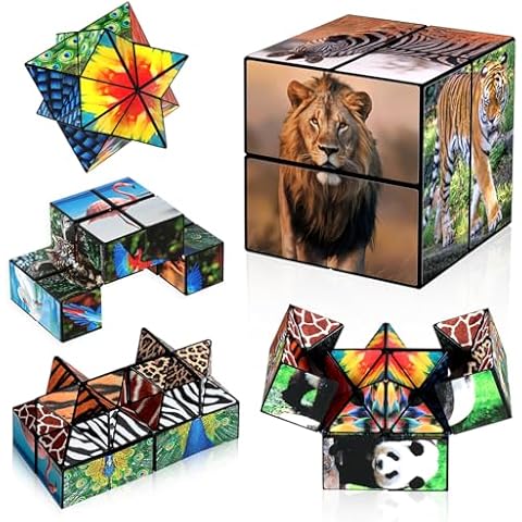 2 in 1 Star Cube Magic Cube Set, Infinity Cube Fidget Toy for Kids, Animal Toys for Ages 8-13, Travel Yoshimoto Cube for 6 7 8 9 10 11 Year-Old Boy Girls Gifts Cover