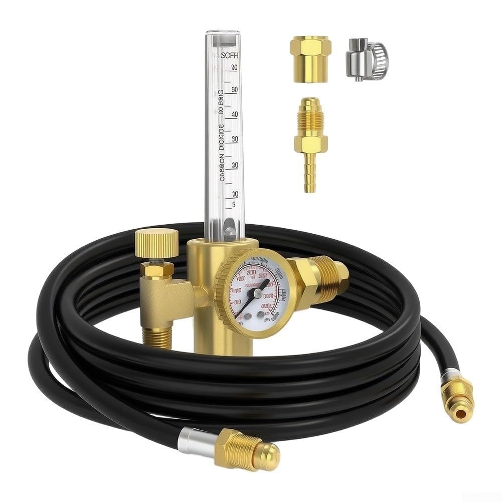 Regulador de gas de latón con manómetro y manguera a prueba de fugas