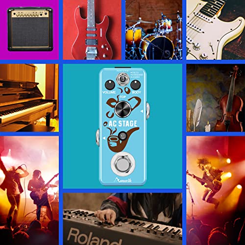 Amuzik Guitar Acoustic Simulator Pedal Analog Ac Stage Pedal Acoustic Simulator Pedal With Piezo/Standard/Jumbo Modes True Bypass Mini Size, (Lef-320) #TOP3