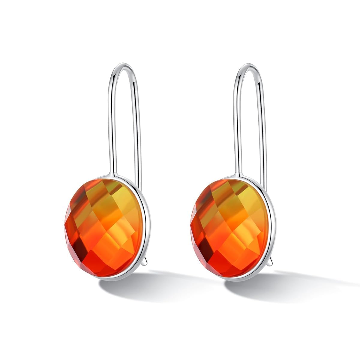 MetJakt Orecchini pendenti da donna in argento 925 con vera pietra naturale e cristalli colorati con glitter che cambiano colore, gioielli da donna, nan, cristallo