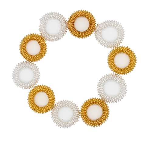 Ranvi 10PCS Acupressure Massage Rings, Chinese Medicine Pain Therapy Finger Circulation Rings (Golden and Silver)