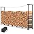 UFavo Home 8ft Firewood Rack Outdoor Adjustable Log Racks with Carry Bag for Firewood Heavy Duty Fire Wood Storage Racks Steel Firewood Holder with Chain for Outdoor Indoor Patio Deck, Black