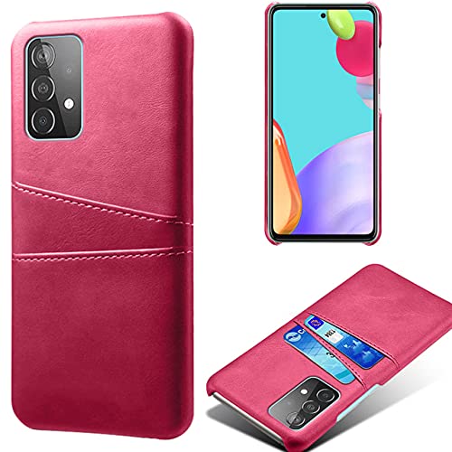 Galaxy A52 5G ケース カードも入る 背面レザーの質感がオシャレなハードケース カード入れ 2枚 シンプル レトロ SC-53B マゼンタ