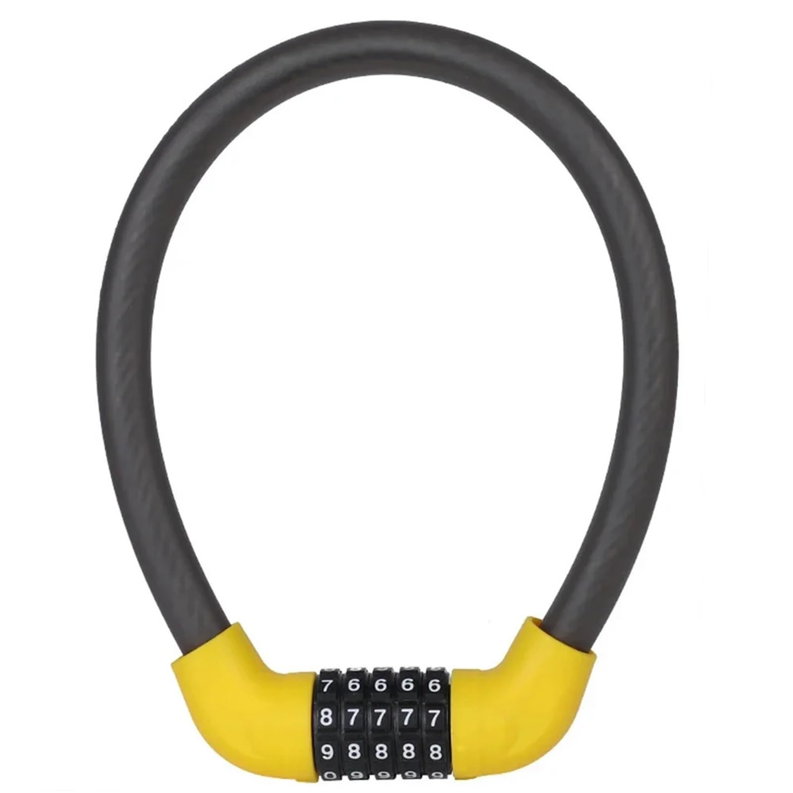Chain Lock Lock 5-Digit Password Combination Universal Bicycle Safety Equipment Anti-Theft Accessories Motorbike Lock(Yellow 17.2x570mm)