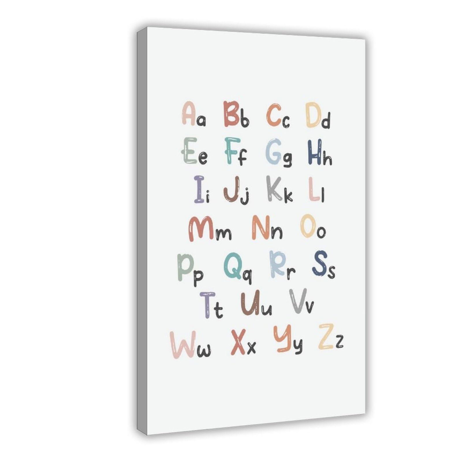 Poster sur toile à thèmes éducatifs Alphabet de A à Z (3) - Décoration pour chambre à coucher, bureau, chambre - Cadeau - 50 x 75 cm