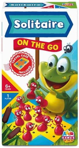 Addo Games On The Go Solitaire Board Game for Children Age 6+, Marble Pegs Kids Board Games Draughts Board Game Solitaire Game Kids Gift Brain Game
