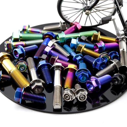 Image of Rison Titanium Bolts Titanium Flanged Hex Head Bolt M6x1.0x10mm 6AL4V Aerospace Grade Ti Bolt Rainbow Titanium Bolt for Motorcycle Car Modification Pack of 5
