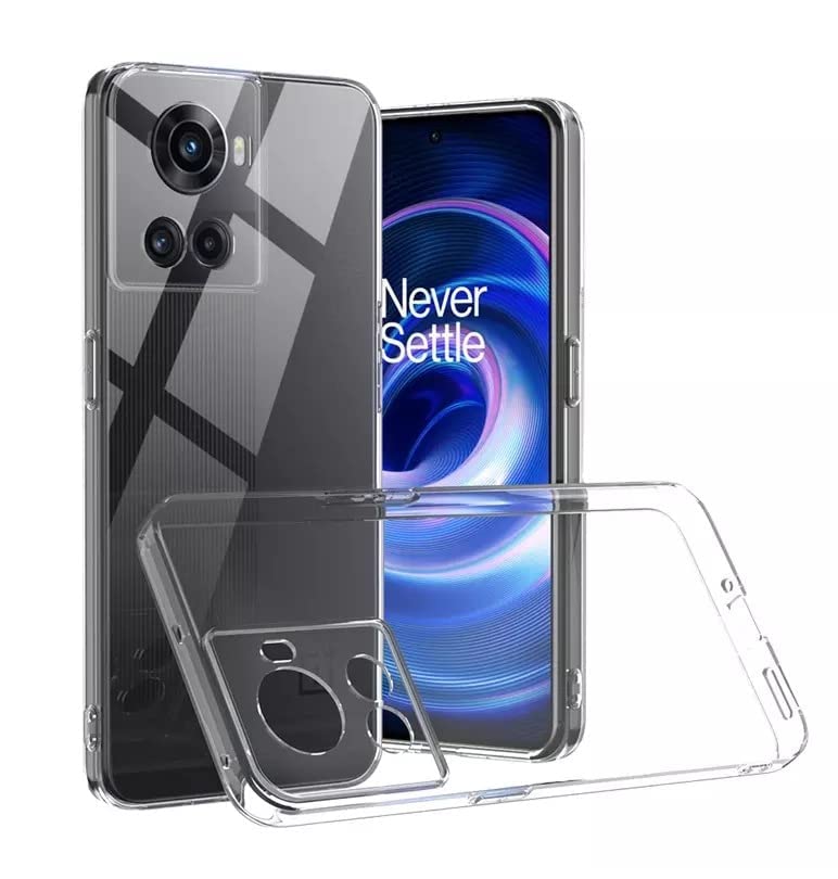 Image of NISHTECH for OnePlus 10R Premium Transparent Hybrid Soft Slim Dust Proof Back Case Cover Silicone with Camera Protection