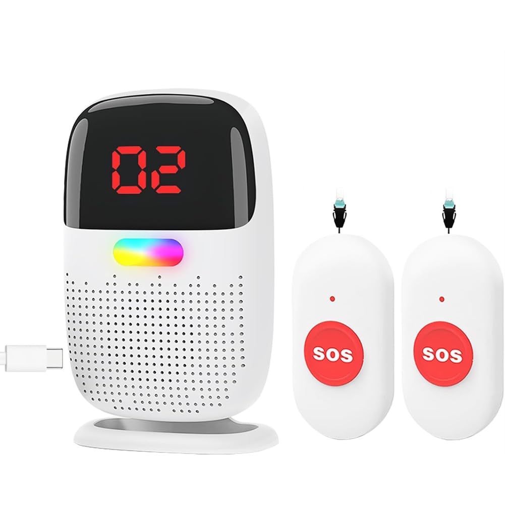 Jnchdghwa for Elderly Assistance Caregiver Pager System with Digital Display, Wearable for Nurse Calling and Fall Prevention
