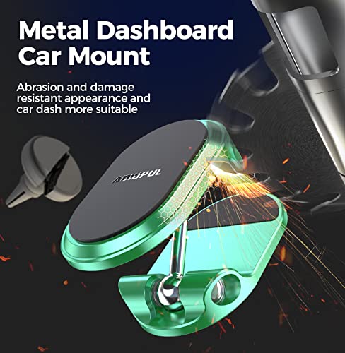 Magnetic Phone Holder For Car Metal Multi-Functional 6X Magnets Cell Phone Mount Double 360° Rotation Desk Phone Holder Magnet Car Mount Suitable For Dashboard Screens Compatible With All Phone Green #TOP2