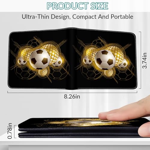 Image of EXXBYELI Boys Wallets Soccer Leather Wallets Credit Id Card Cash Holder Black Rfid Blocking Zipper Cute Cool Funny Aesthetic Wallets With Coin Pocket Id Window Teen Wallets for Boys Teenager Wallet
