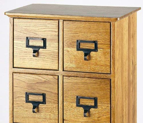 Leslie Dame Solid Oak Library Card File Media Cabinet, 12 Drawers, Oak #TOP3