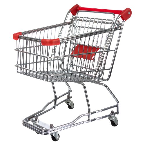 Invero® Mini Shopping Trolley Cart with Flip-Out Child Seat and Rolling Wheels Ideal for Office, Kitchen or General Home use - Red