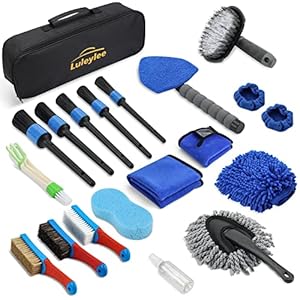 Car Interior Detailing Kit, 21Pcs Detailing Brush Set with Windshield Cleaning Tool and Tire Brush, Leather & Textile Car Interior Brush, Car Detail Kit for Interior, Exterior, Air Vents, Wheels