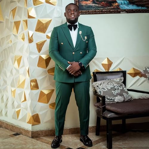 Men Formal Double Breasted Suit Set 2 Pieces Slim Fit Wedding Suit for Male Blazer Pants Prom Suits Set4