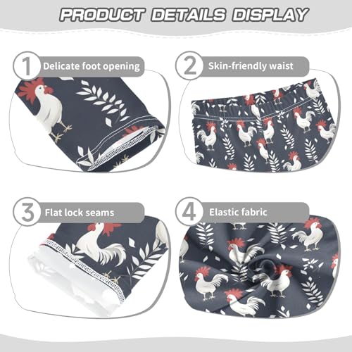 Chicken White Pattern Girls Leggings Kids Yoga Pants Athletic Tights Pants 4-10 Years3