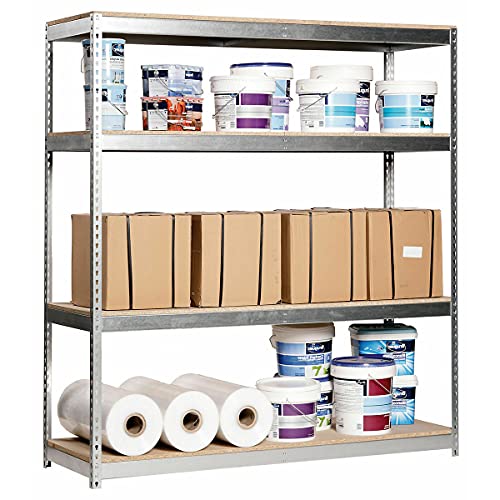 Certeo Schwerlastregal Kit Ecoforte | HxBxT 200 x 120 x 45 cm | Traglast pro Fachboden: 400 kg | Bodenmaterial… – Bild 3