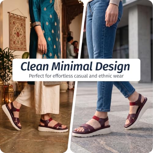 Image of YOHO SDL 110 Sandals for Women | Orthopedic & Soft Sandal for Ladies | Fancy Slippers /Chappal for Girls |Stylish Heeled Wedges for Everyday Wear