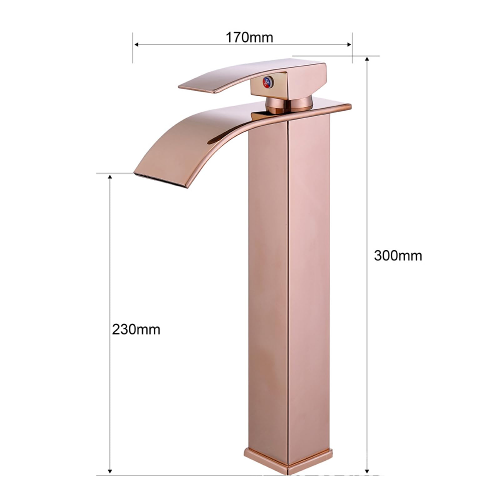 Mitigeur Haut pour Vasque Cascade Robinet Lavabo Monotrou Chaud Et Froid Robinet Lave Main En Acier Inoxydable,or Rose