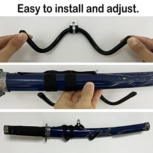 Pmsanzay 4Pack Mini Wall-Mounted Sword Stand Display Rack,Sword Holder,Sword Hook,Sword Hanger Bracket - Sturdy yet flexible enough to fit blades of any size and style - No Sword - Thumbnail 5