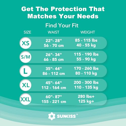SUNKISS TrustPlus Adult Diapers with Maximum Absorbency, Unisex Disposable Incontinence Briefs with Tabs for Men and Women, Odor Control, Large, 15 Count